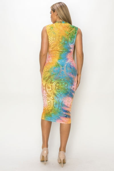 Velvet Burn Out Pattern Sexy Midi Dress - Pikemla