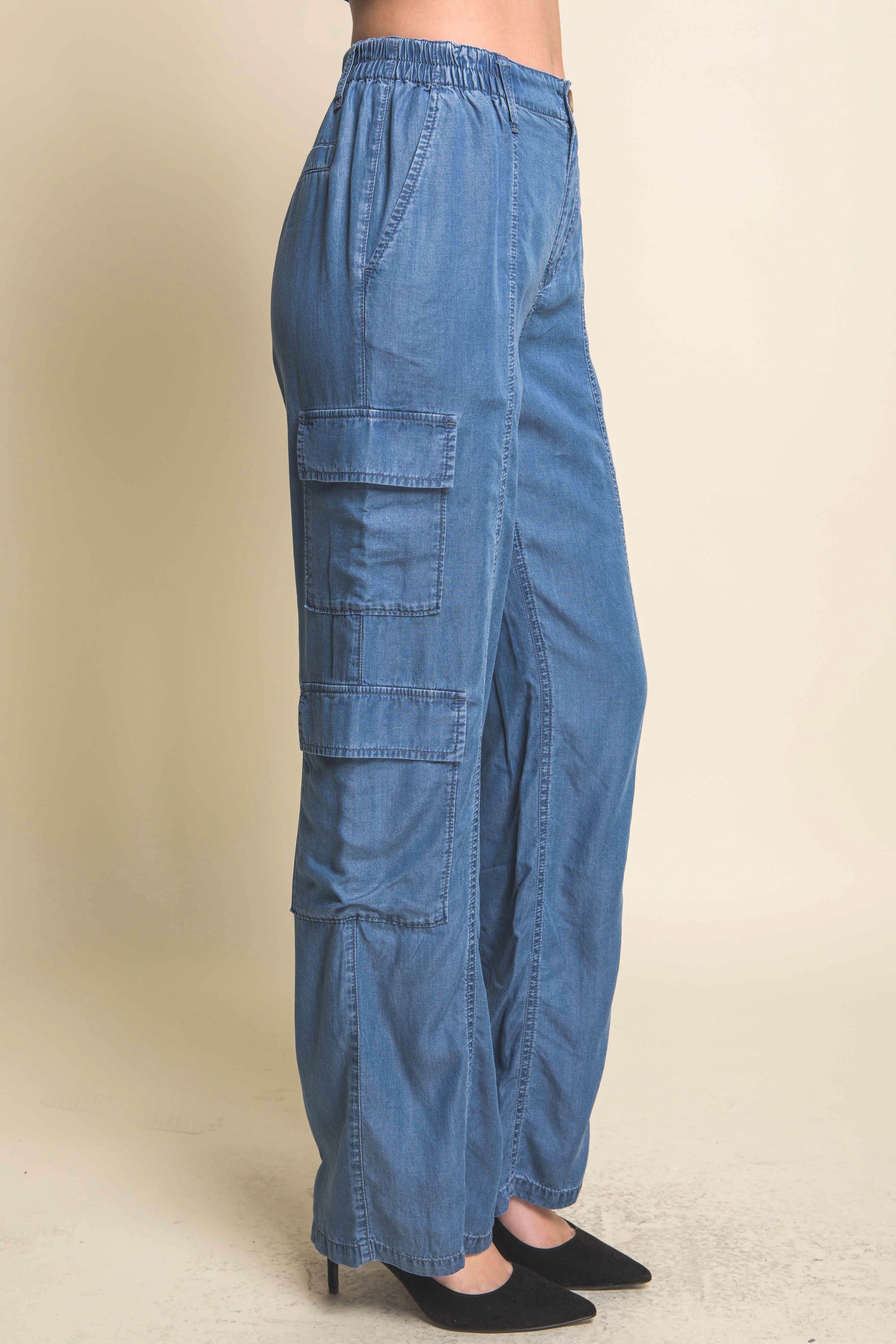 Full-length Tencel Pants With Cargo Pockets - Pikemla