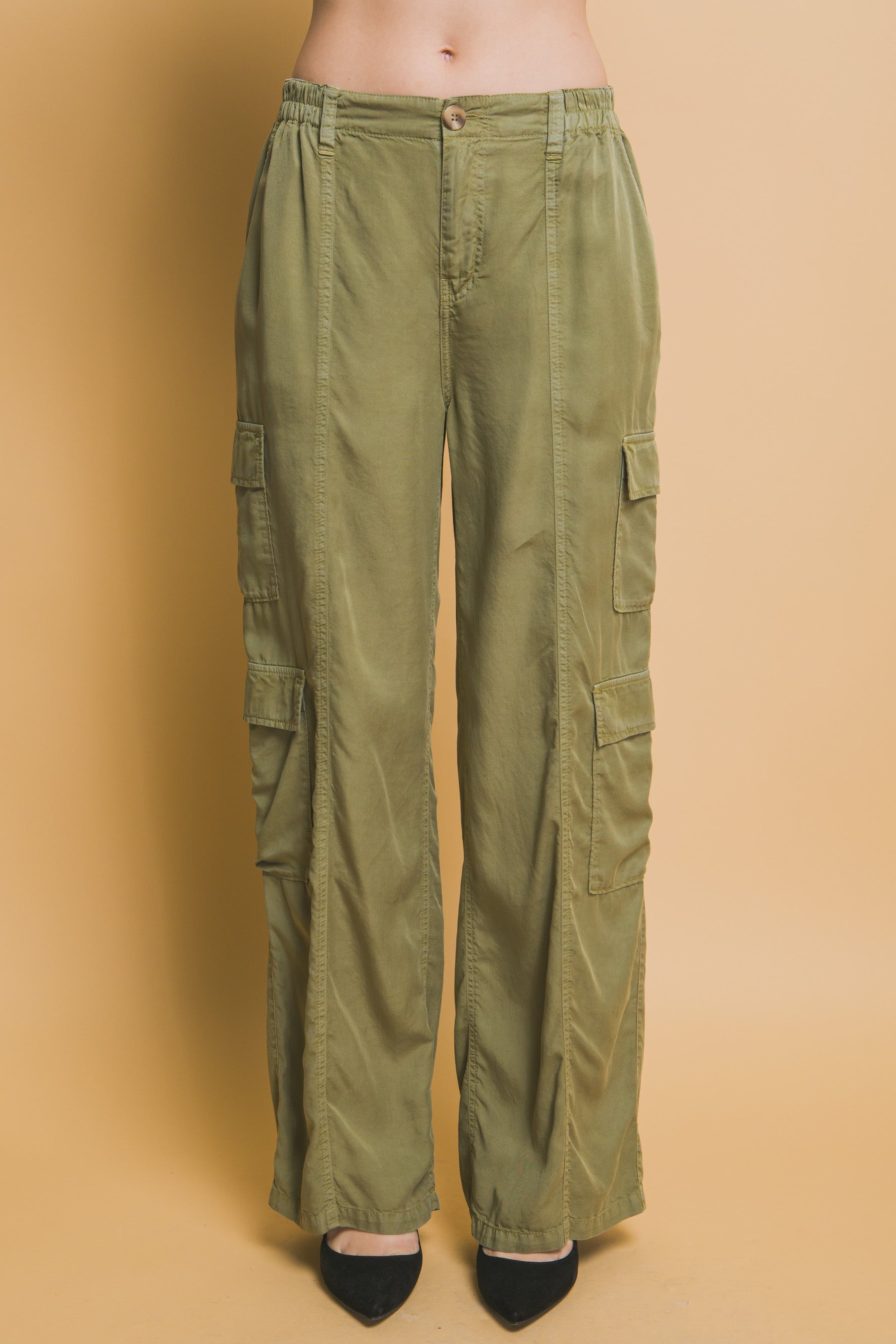 Full-length Tencel Pants With Cargo Pockets - Pikemla