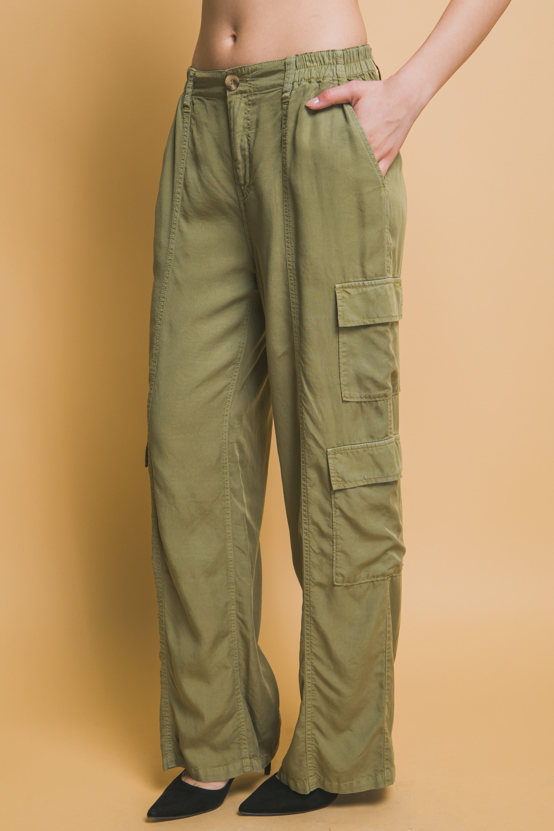 Full-length Tencel Pants With Cargo Pockets - Pikemla