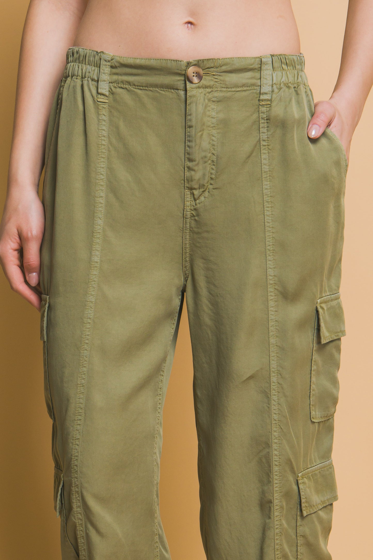 Full-length Tencel Pants With Cargo Pockets - Pikemla