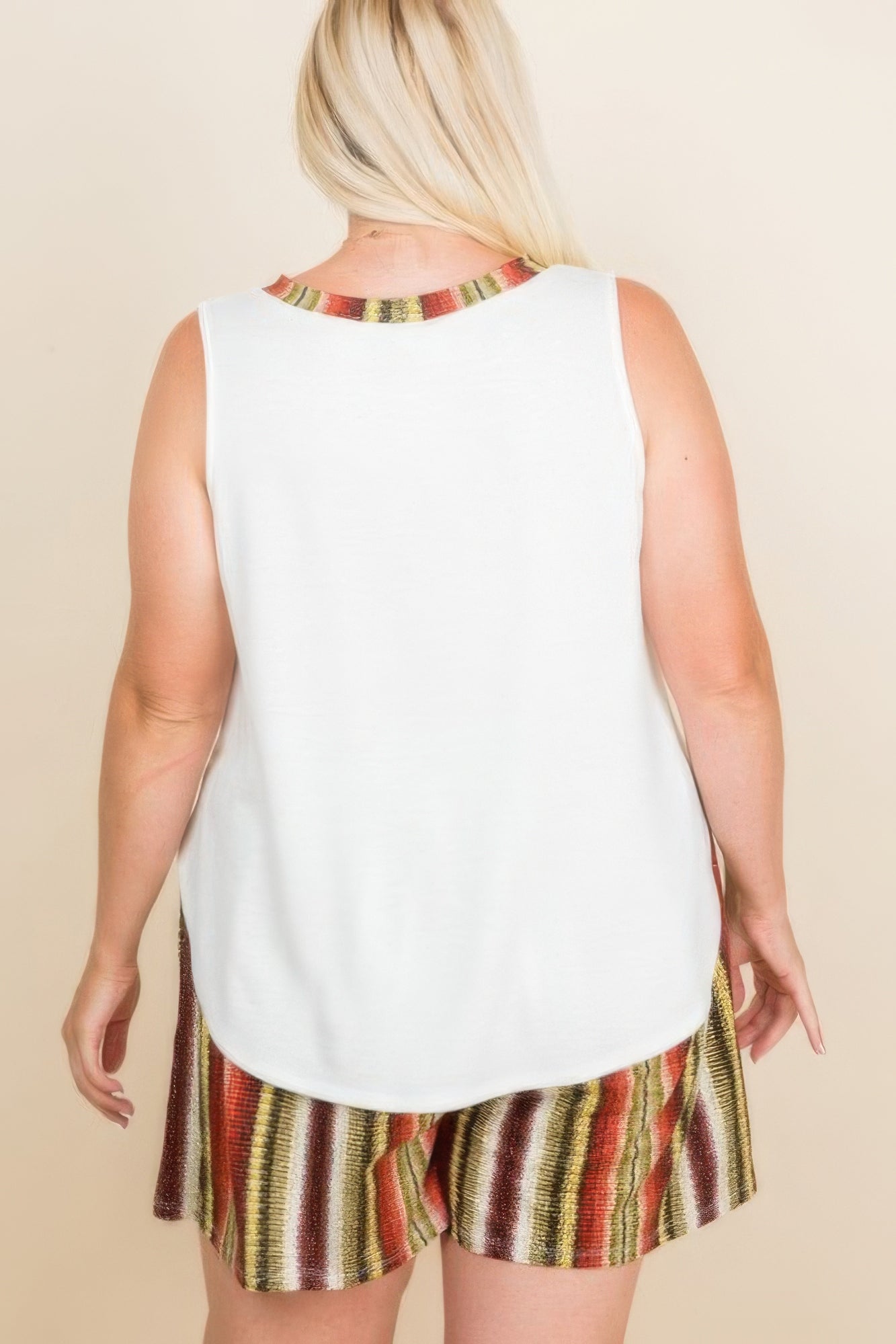 Plus Size Solid Sleeveless French Terry Tank Top - Pikemla