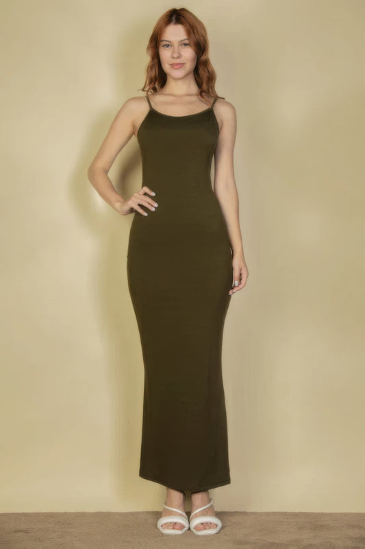 Ribbed Mermaid Hem Camisole Maxi Dress - Pikemla