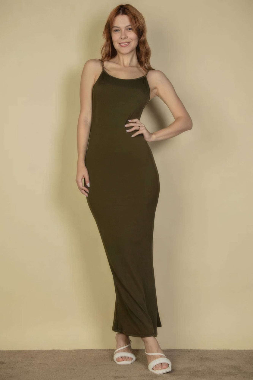 Ribbed Mermaid Hem Camisole Maxi Dress - Pikemla