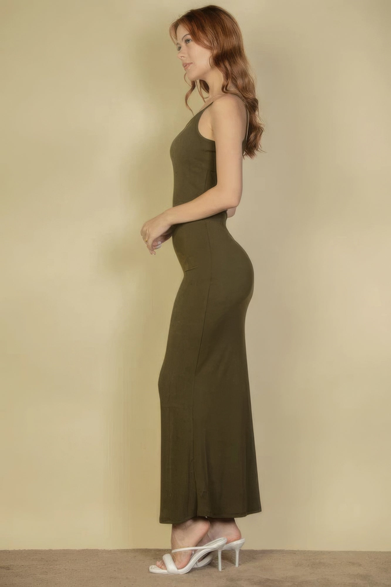 Ribbed Mermaid Hem Camisole Maxi Dress - Pikemla