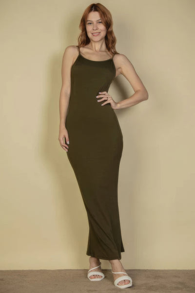 Ribbed Mermaid Hem Camisole Maxi Dress - Pikemla