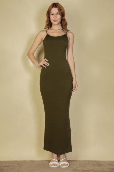 Ribbed Mermaid Hem Camisole Maxi Dress - Pikemla