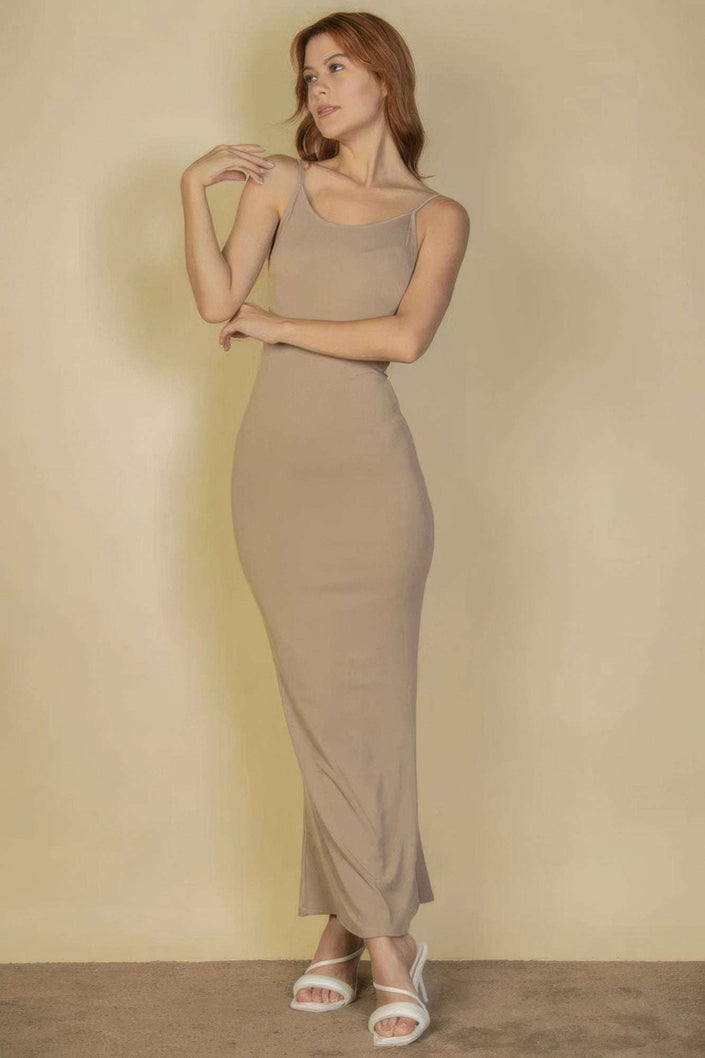 Ribbed Mermaid Hem Camisole Maxi Dress - Pikemla