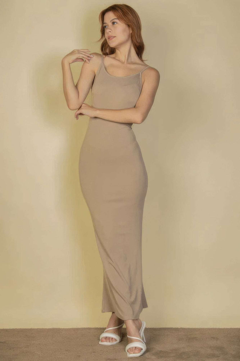 Ribbed Mermaid Hem Camisole Maxi Dress - Pikemla