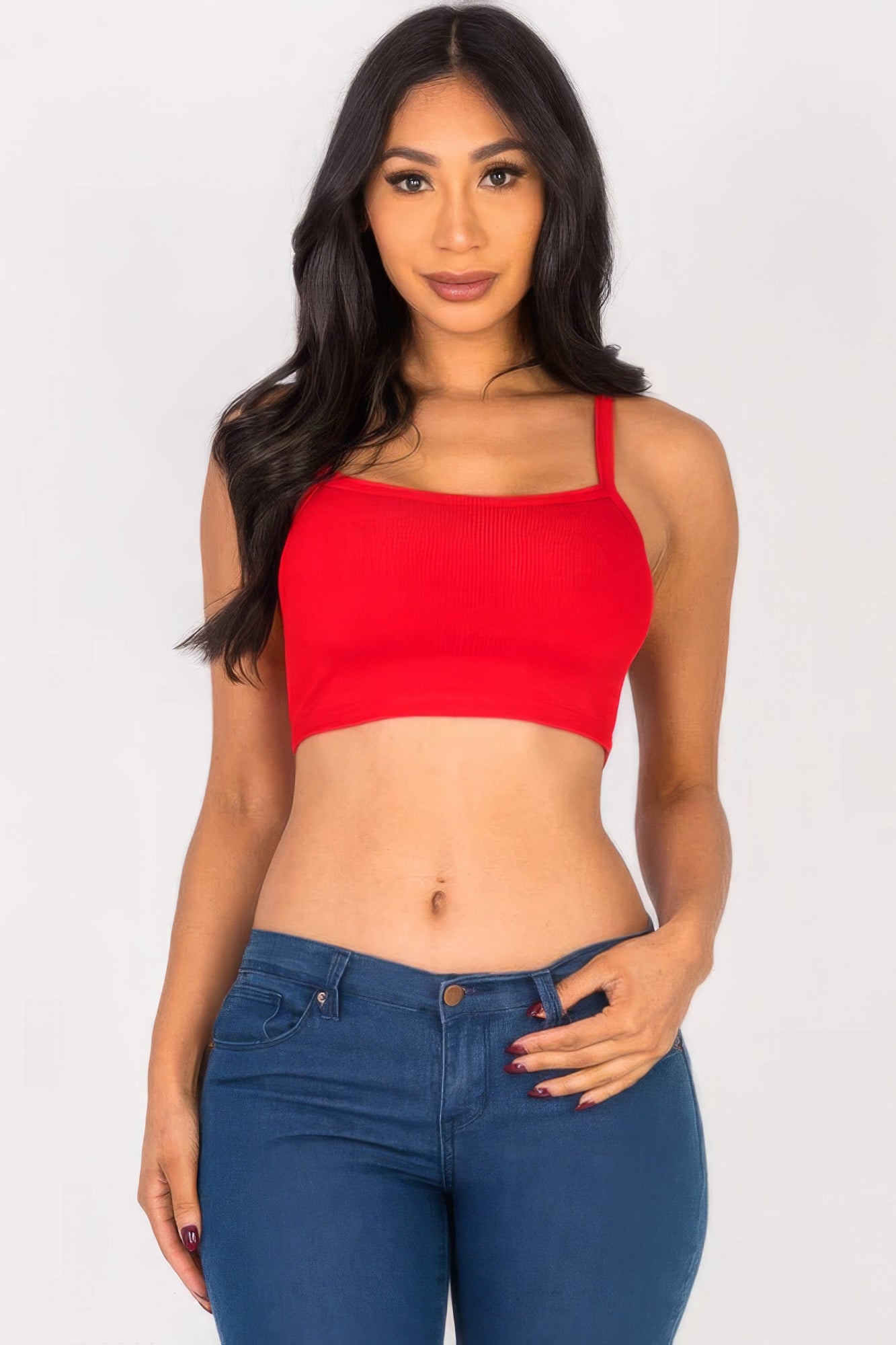 Ribbed Knit Cami Crop Top - Pikemla