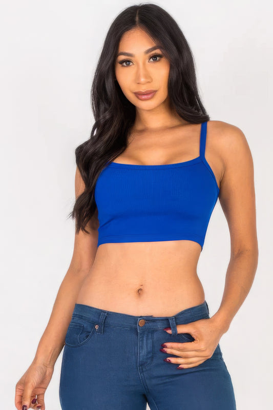 Ribbed Knit Cami Crop Top - Pikemla