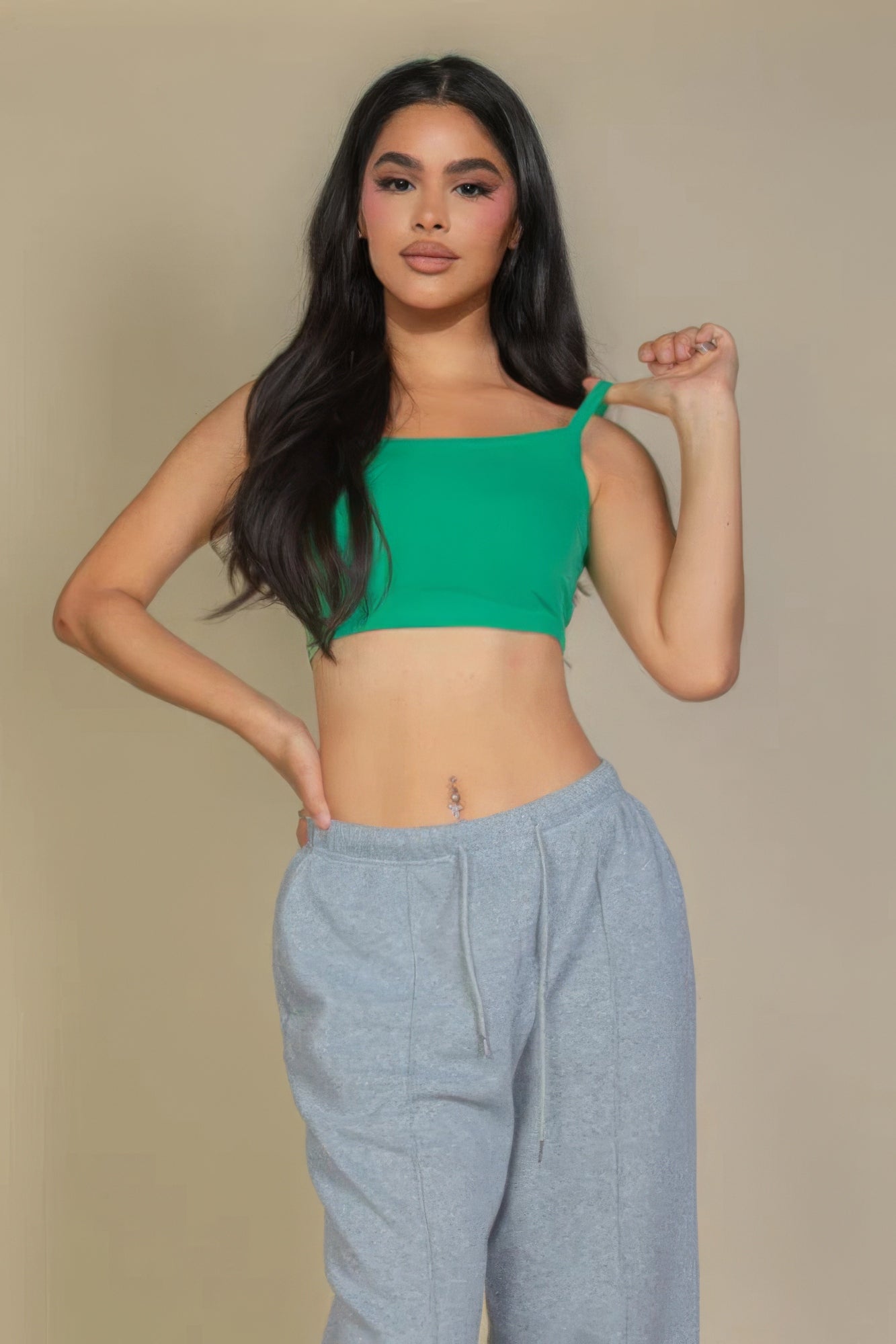 Ribbed Knit Cami Crop Top - Pikemla