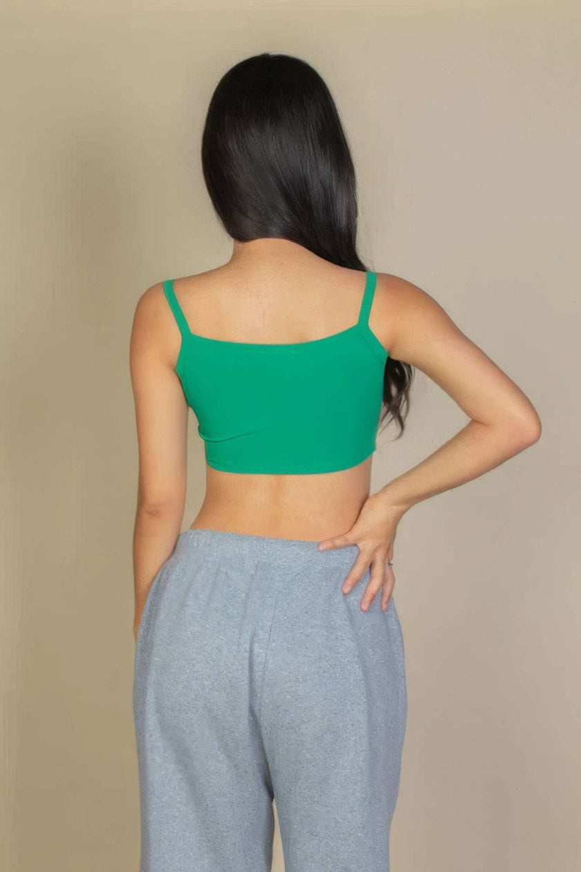 Ribbed Knit Cami Crop Top - Pikemla