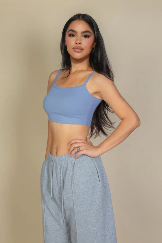 Ribbed Knit Cami Crop Top - Pikemla