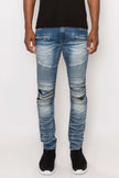 Men Creased Biker Denim Jeans - Pikemla