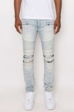 Men Creased Biker Denim Jeans - Pikemla