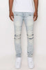 Men Creased Biker Denim Jeans - Pikemla