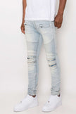 Men Creased Biker Denim Jeans - Pikemla