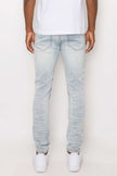 Men Creased Biker Denim Jeans - Pikemla