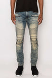 Men Creased Biker Denim Jeans - Pikemla