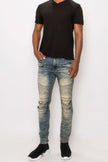 Men Creased Biker Denim Jeans - Pikemla