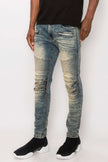 Men Creased Biker Denim Jeans - Pikemla