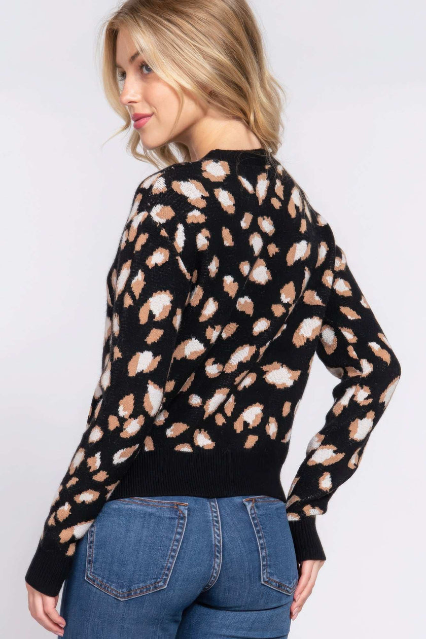 Long Slv Animal Jacquard Sweater - Pikemla