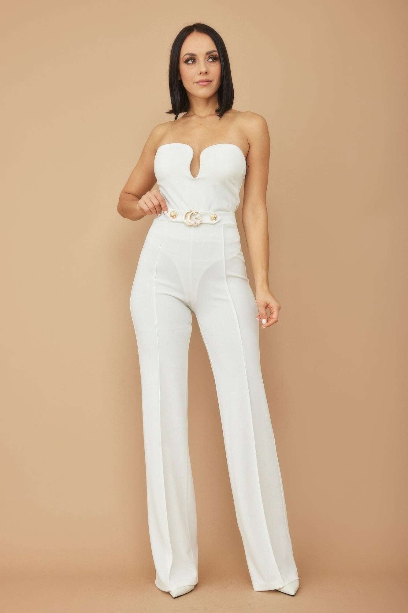 Cg Buckle And Button Detail Pants - Pikemla