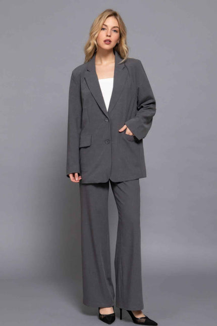 Long slv front button closure blazer - Pikemla