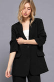 Long slv front button closure blazer - Pikemla