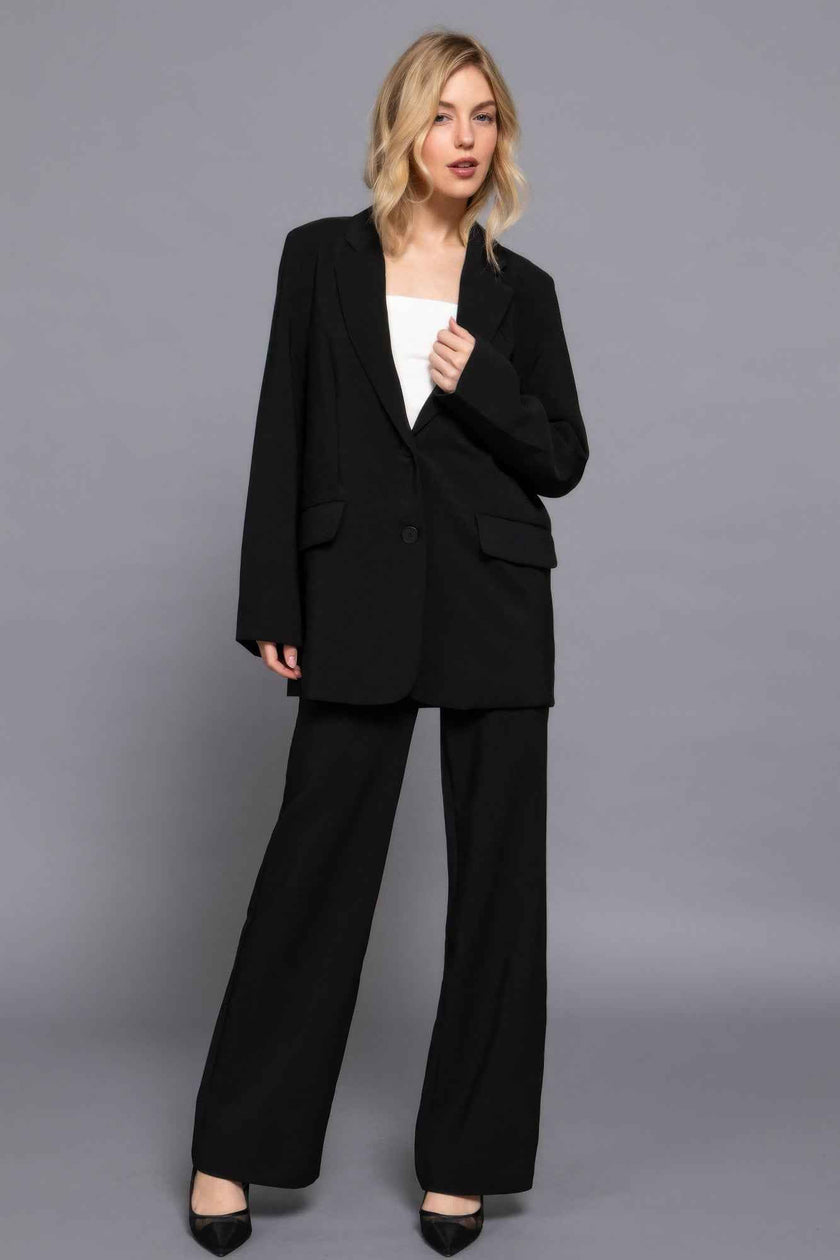Long slv front button closure blazer - Pikemla