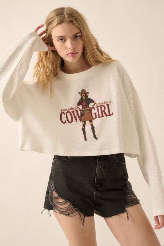 Love like a cowgirl thermal graphic sweatshirt - Pikemla