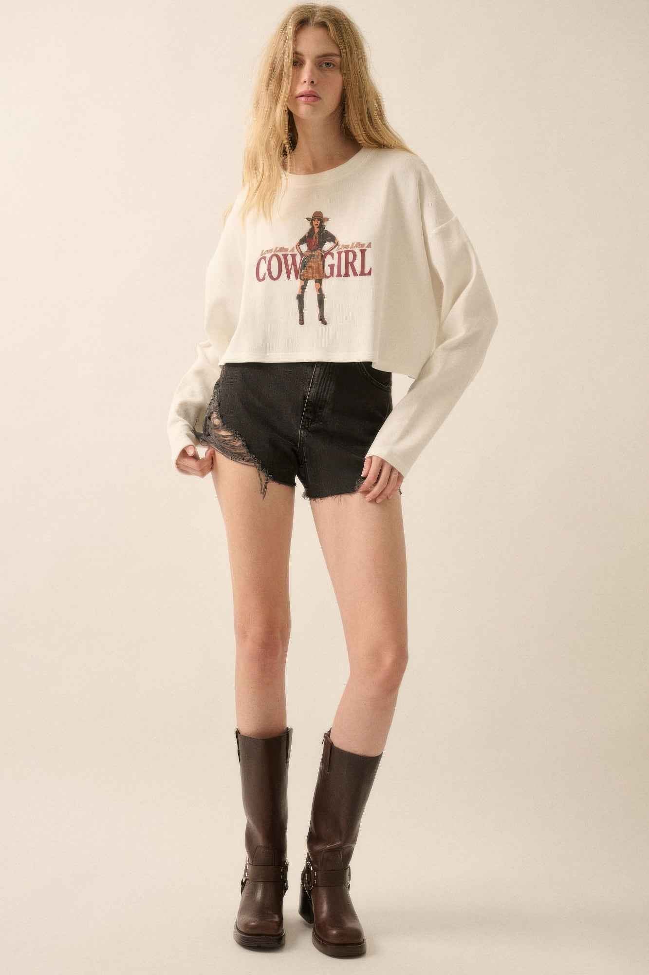 Love like a cowgirl thermal graphic sweatshirt - Pikemla