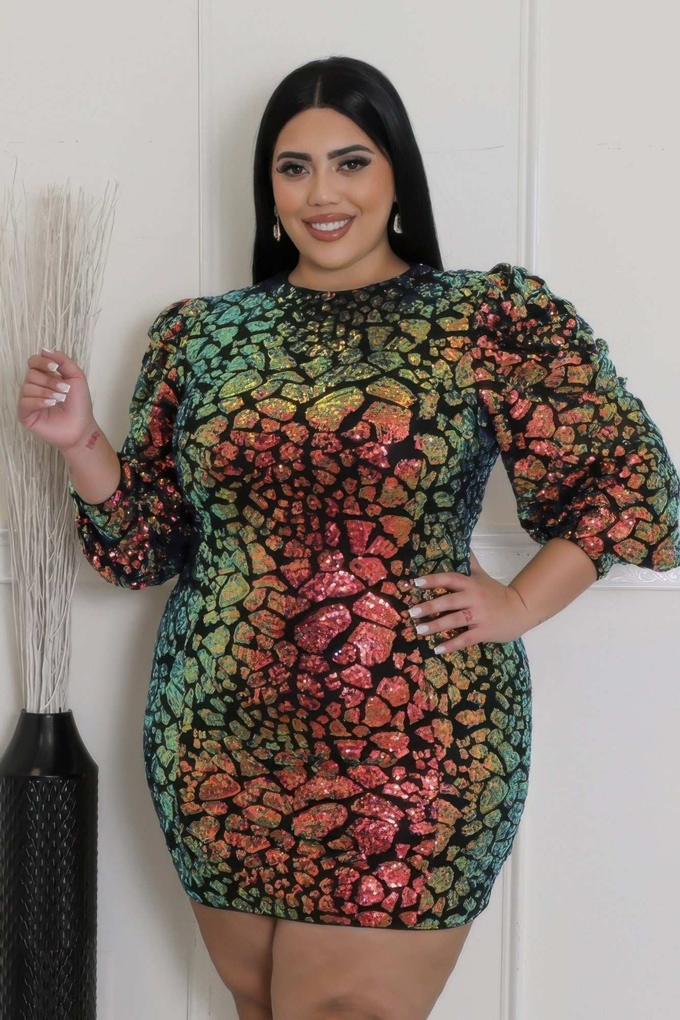 Non-stretch Round Neckline Dress - Pikemla