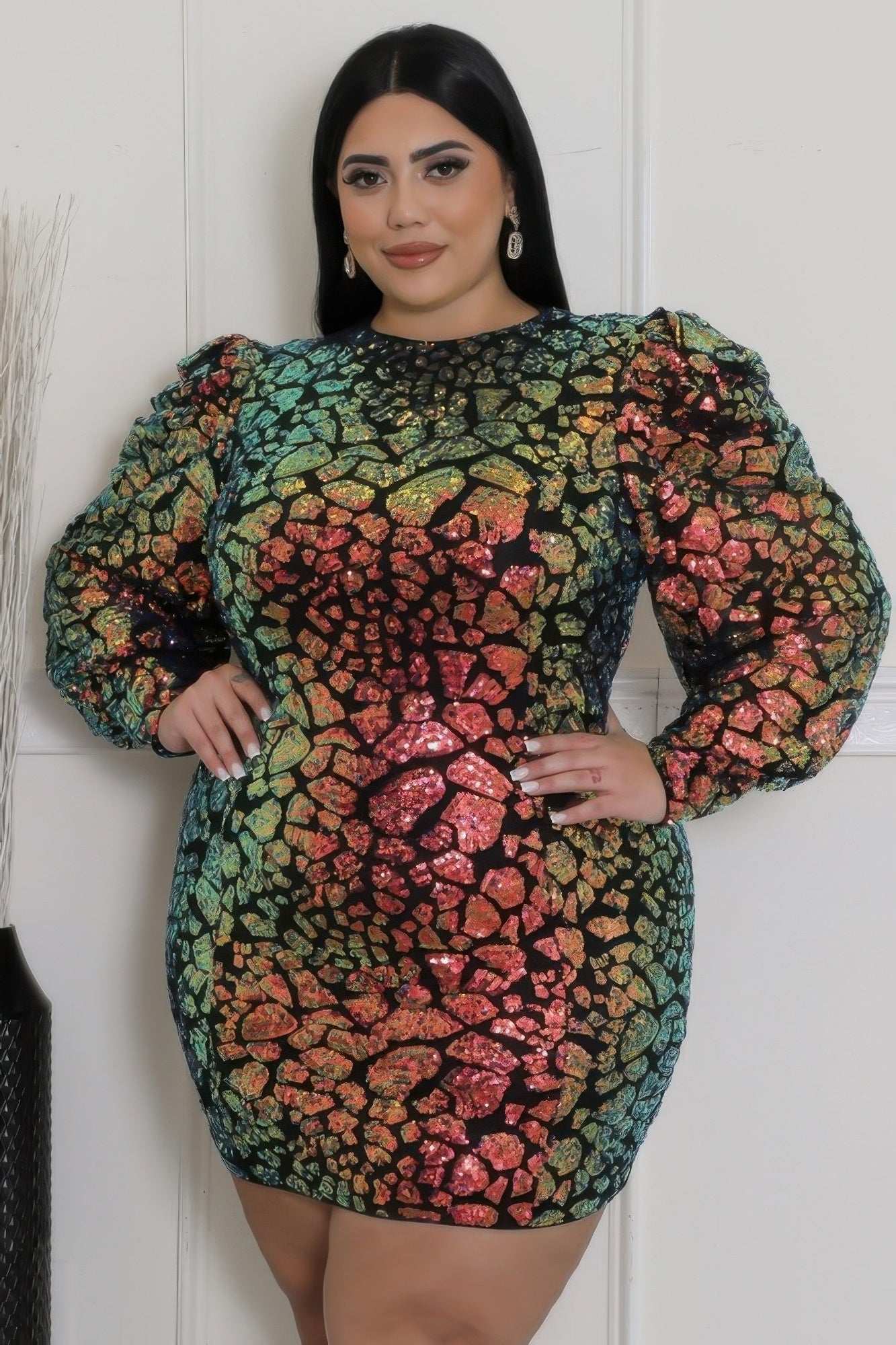 Non-stretch Round Neckline Dress - Pikemla