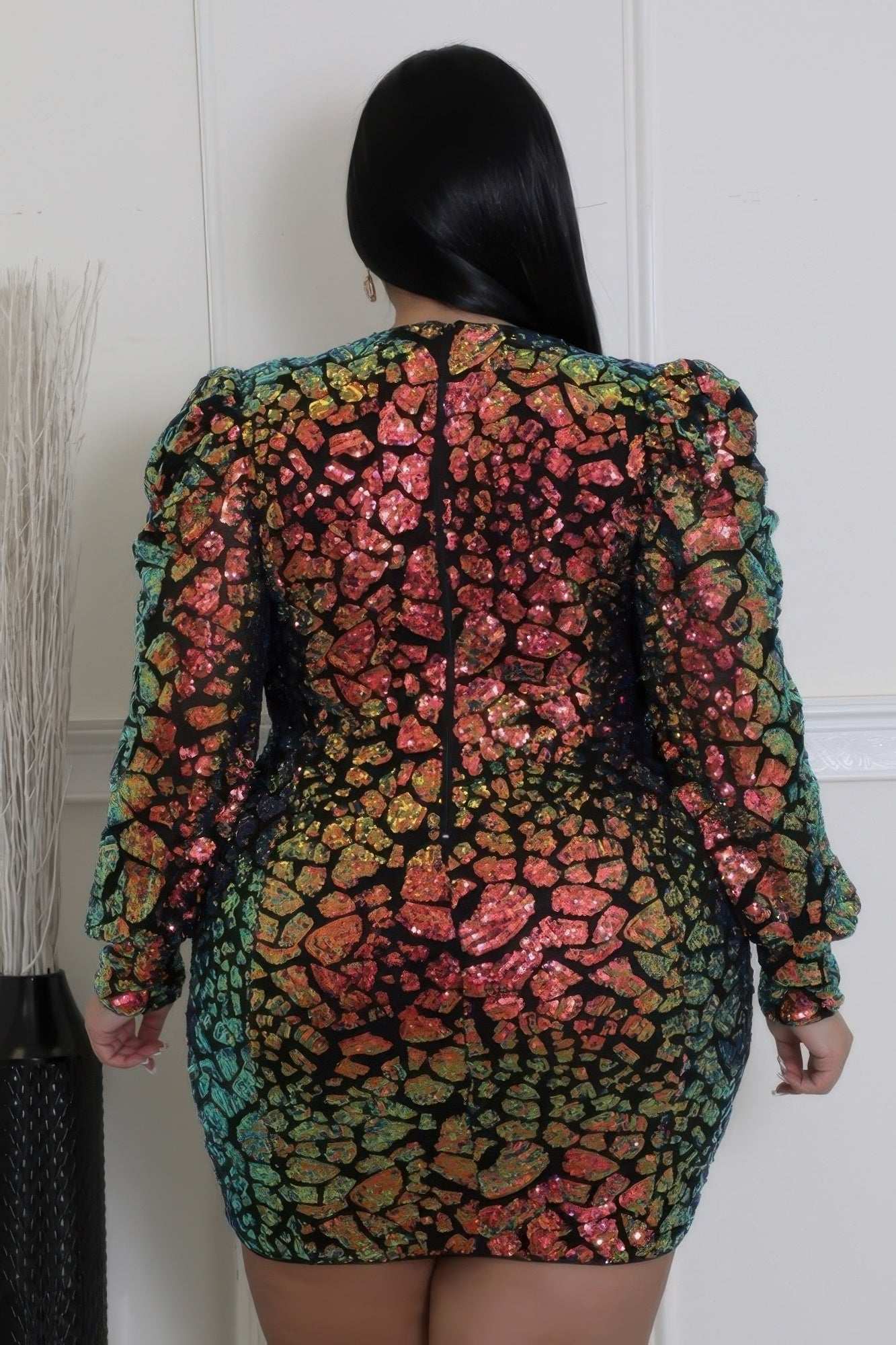 Non-stretch Round Neckline Dress - Pikemla