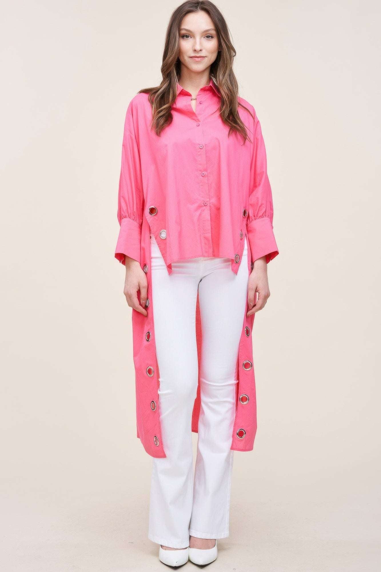 Oversized Shirt With Long Back - Pikemla