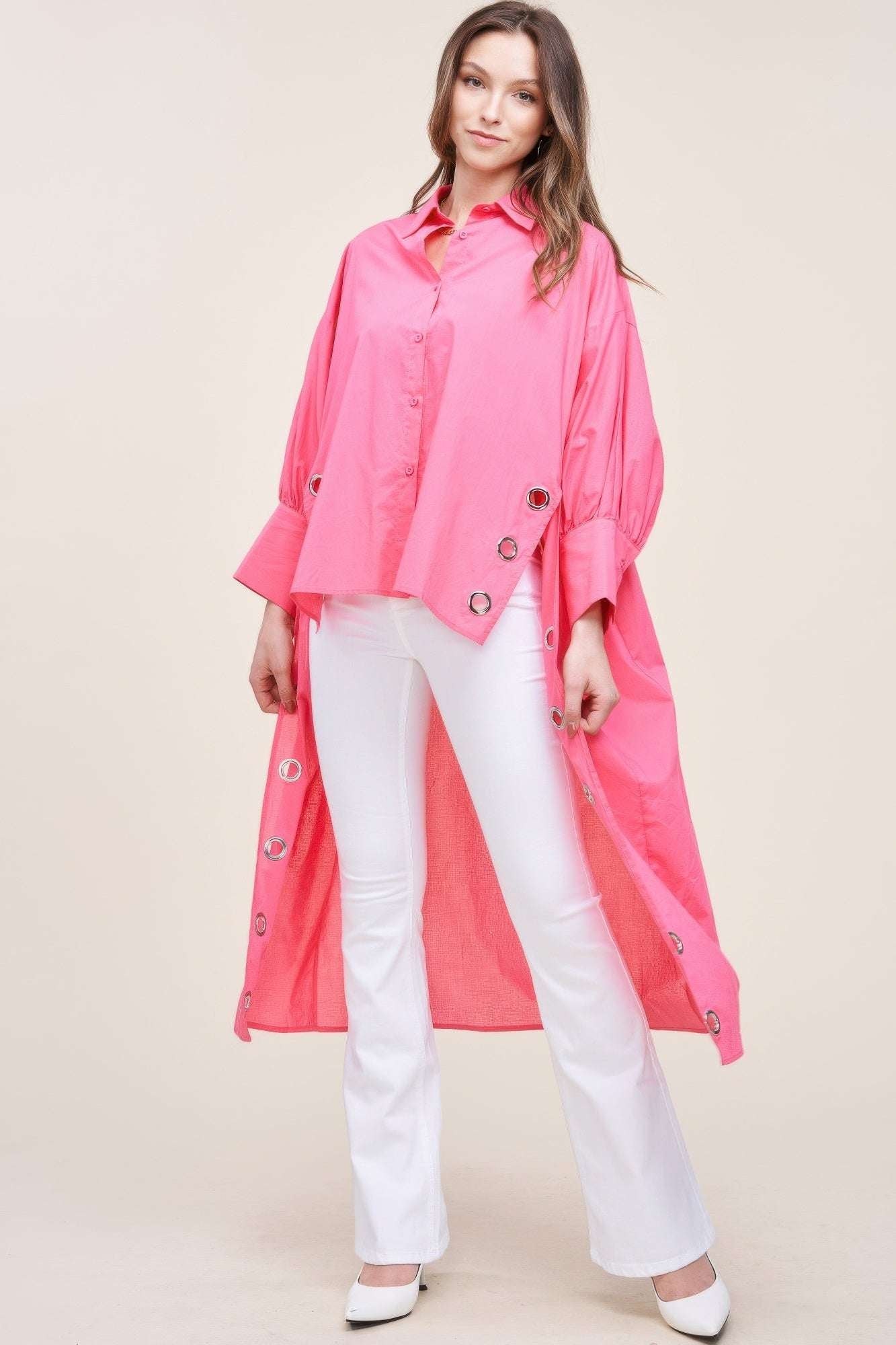 Oversized Shirt With Long Back - Pikemla