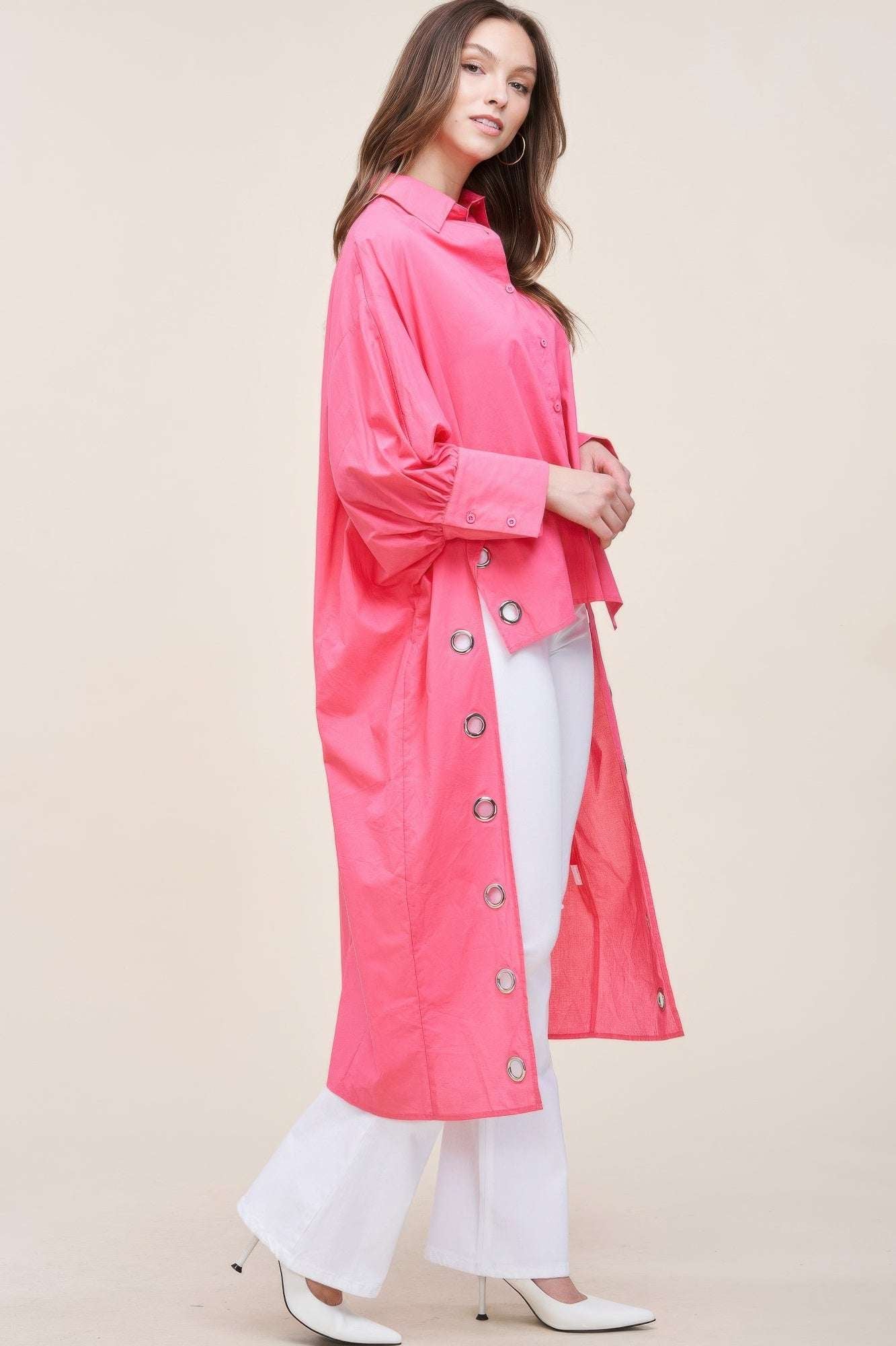 Oversized Shirt With Long Back - Pikemla