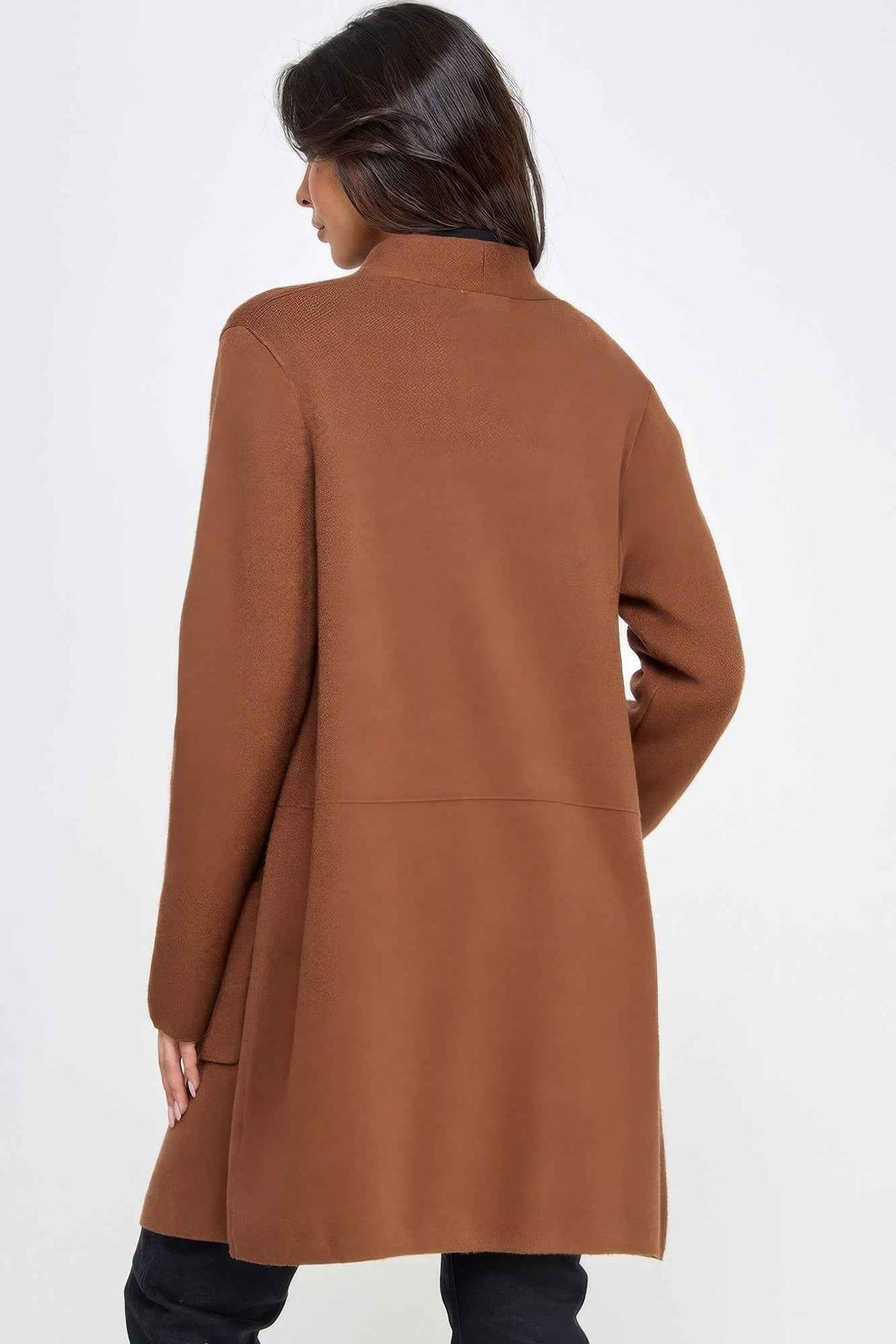 Basic Soft Long Line Open Front Sweater Cardigan - Pikemla
