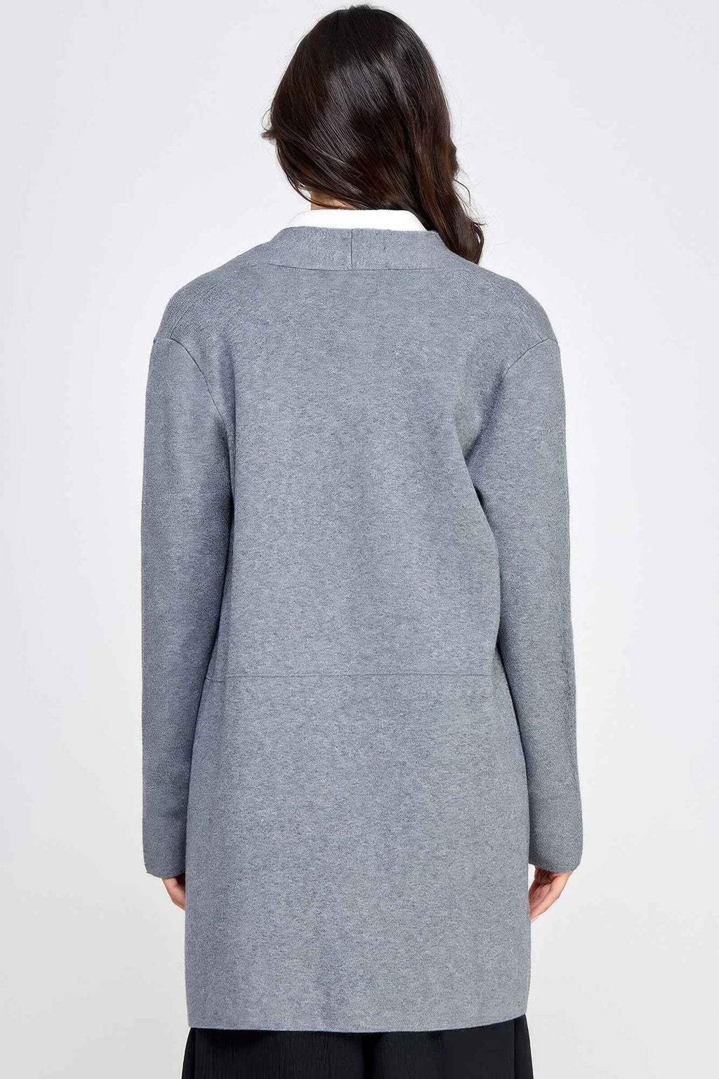 Basic Soft Long Line Open Front Sweater Cardigan - Pikemla