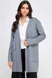 Basic Soft Long Line Open Front Sweater Cardigan - Pikemla