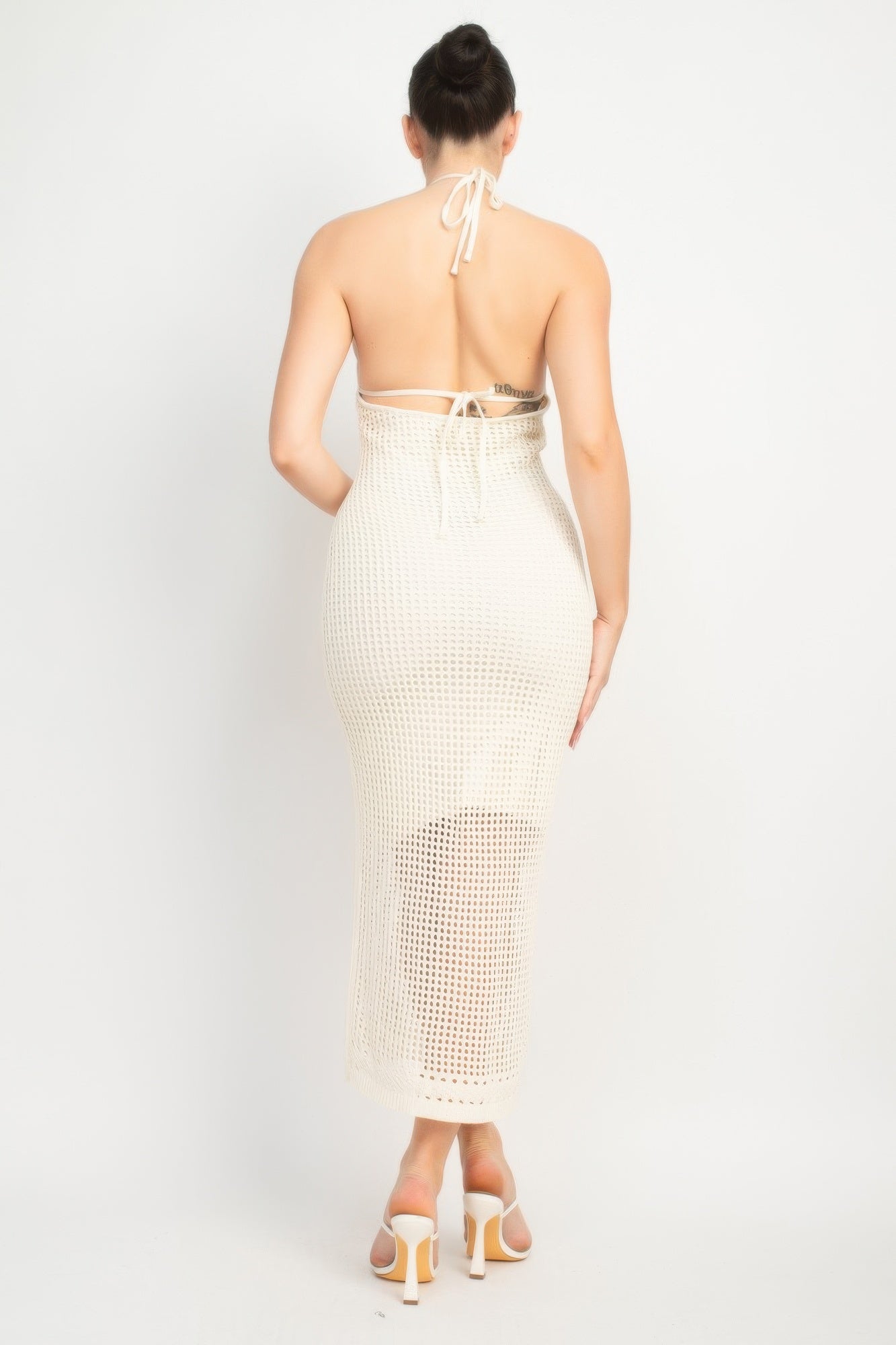 Halter Neck Open-back Midi Dress - Pikemla