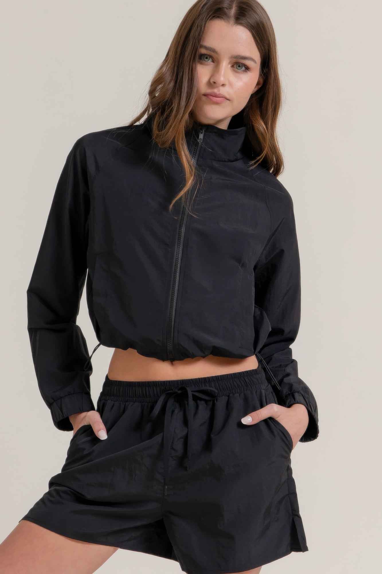 Long Slv Crop Activewear Anorak Jacket - Pikemla