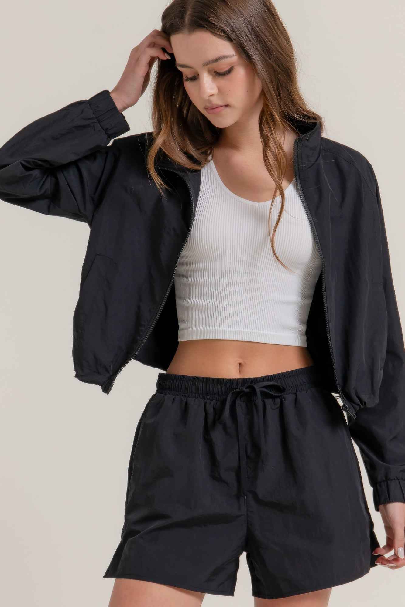 Long Slv Crop Activewear Anorak Jacket - Pikemla