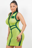 Netting 2 Way Zipper Mini Dress - Pikemla