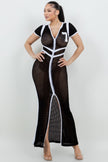 Netting 2 Way Front Zipper Maxi Dress - Pikemla