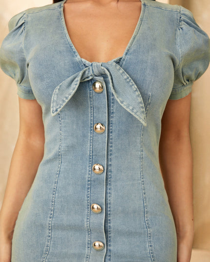 Cute Button Up Short Dress - Pikemla