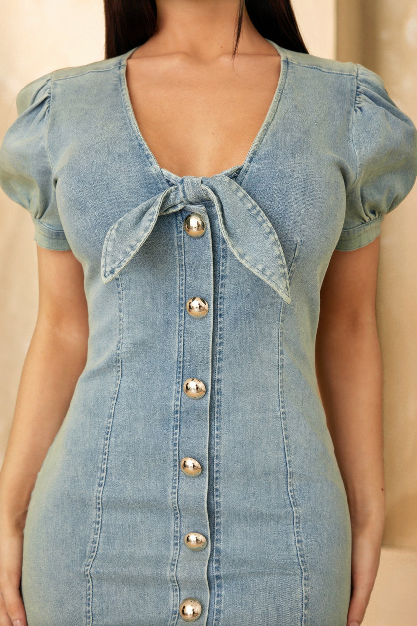 Cute Button Up Short Dress - Pikemla