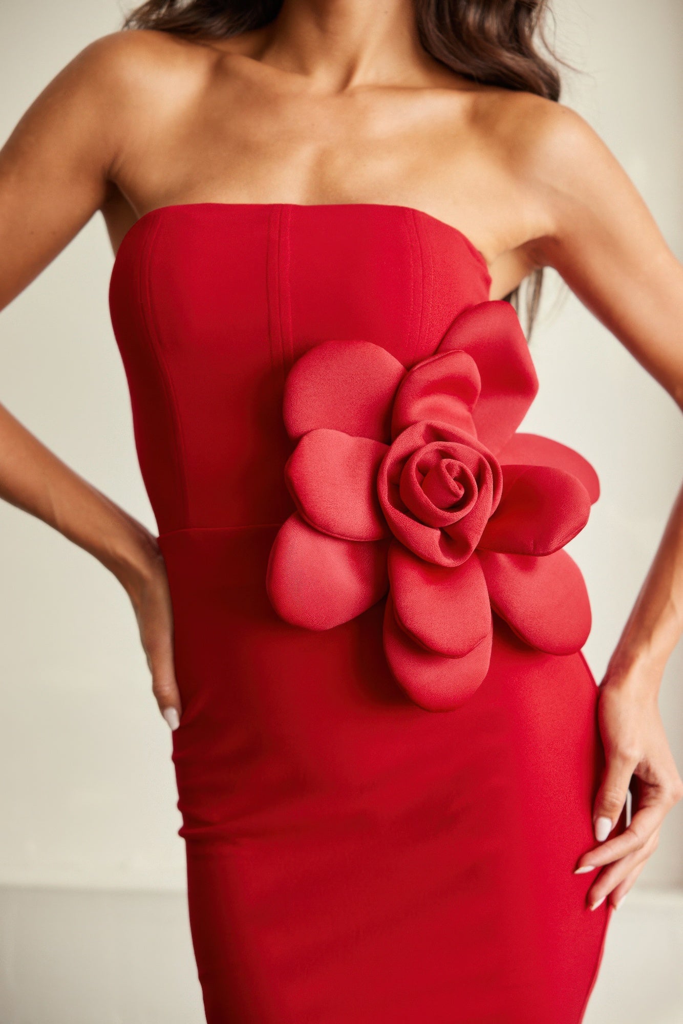 Off Shoulder Fashion Dress With 3d Flower Detail - Pikemla